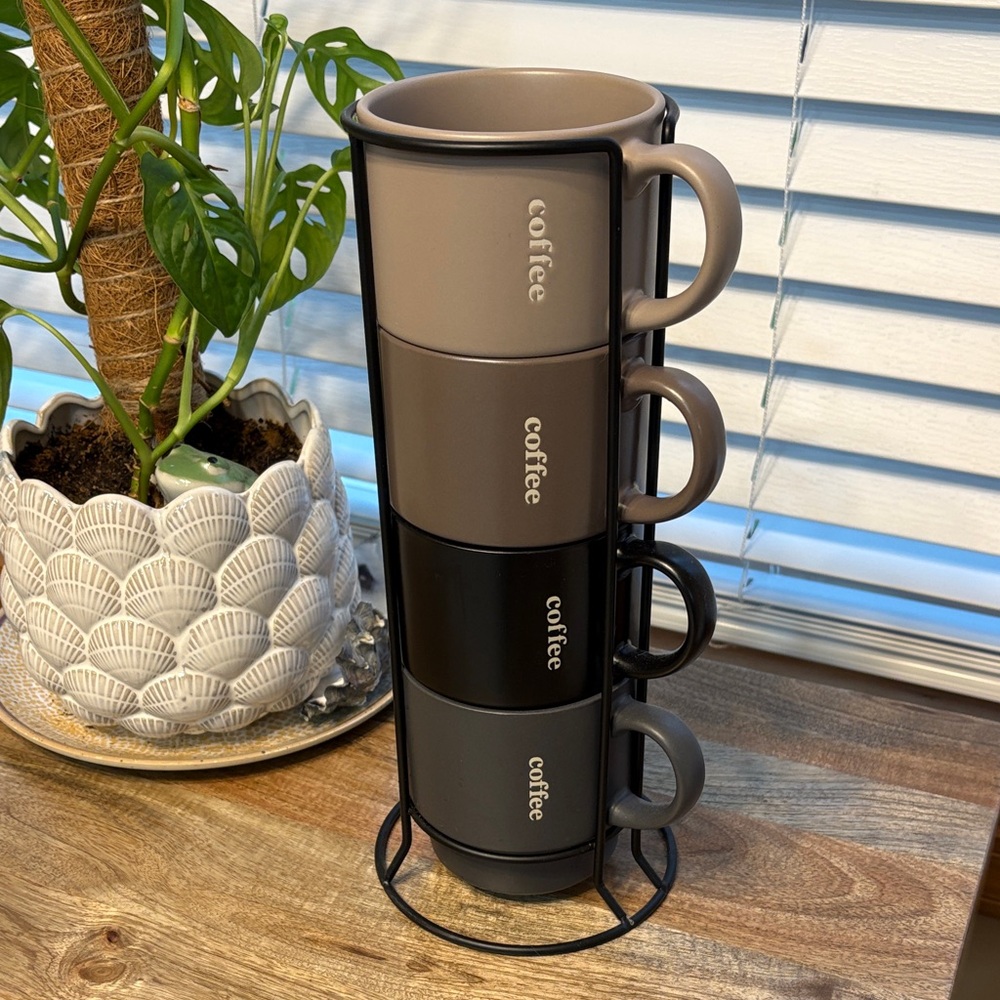 Stackable Coffee Mugs with Stand